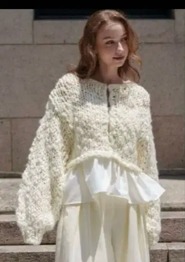 프릴 핸드 니트 가디건