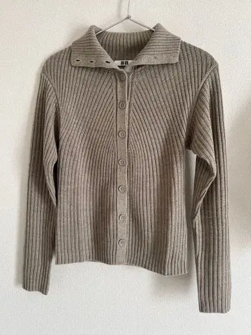 UNIQLO U 메리노 블렌드 하이넥 가디건 베이지 S