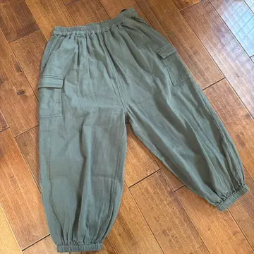 올리브색 캐주얼 팬츠 허리밴딩 카고 팬츠 벌룬 팬츠 새상품