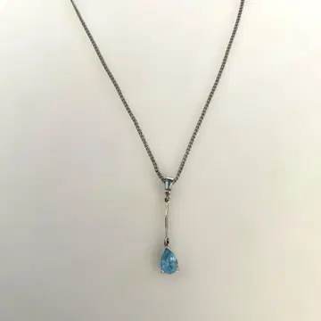 K10 블루 토파즈 (추정) 목걸이 물방울 모양 화이트 골드