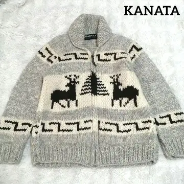 KANATA 카우친 루돌프 무늬 니트 가디건 울