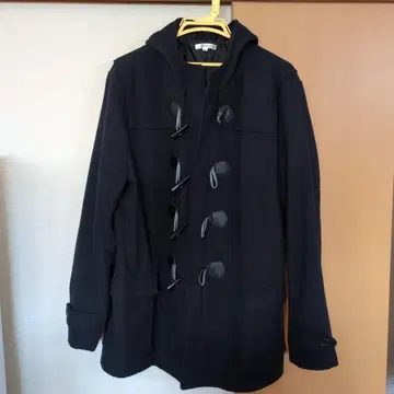 블랙 더플 코트 울 혼방