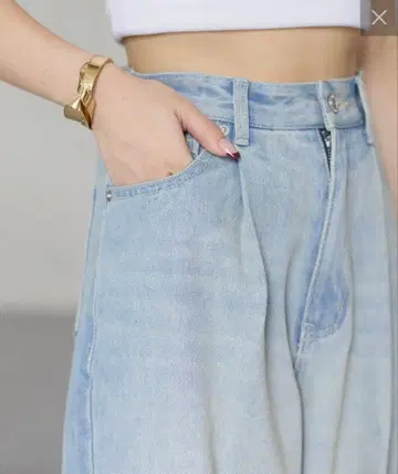 하이웨스트 와이드 데님 팬츠