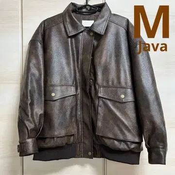 Java 페이크 가죽 빈티지 오버 사이즈 블루종