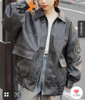 빈티지 가공 빅 실루엣 인조 가죽 블루종