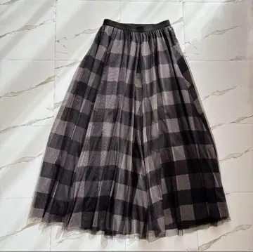 [ BLENHEIM ] 튤깅엄 롱 스커트/블랙/M 사이즈