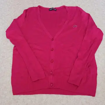 MARY QUANT 핑크 꽃 자수 가디건 M