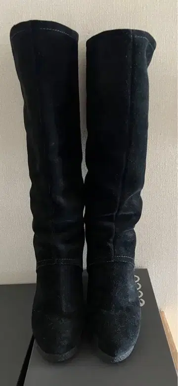 블랙 스웨이드 웨지힐 롱 부츠 7M ( 23.5cm )