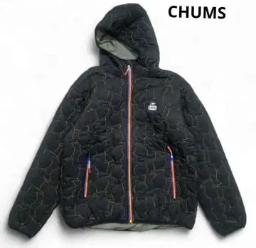 CHUMS 충전솜 퀼트 후드 자켓 남성용 M 블랙 x 레인보우