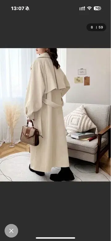 2way 스탠드 카라 볼륨 슬리브 니트 모사 롱 체스터 오버