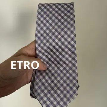 ETRO 체크 패턴 넥타이 폭 약 8cm