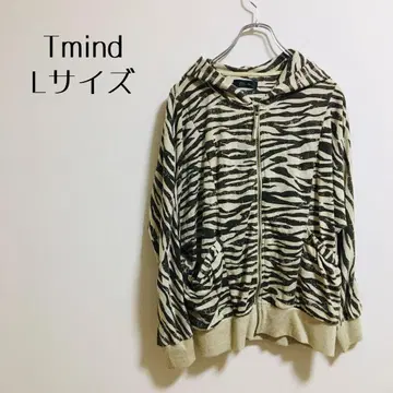 [ Tmind 티마인드 ] 후드티 브라운 제브라 패턴 L 사이즈