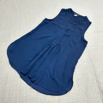 H&M 슬리브리스 쉬폰 셔츠 플리츠 V넥 튜닉 a1753