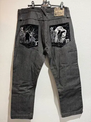 아트풀도저 자수 데님 팬츠 사이즈 34인치 #4509-10