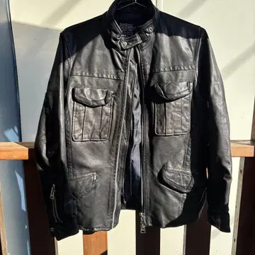 블랙 가죽 라이더 자켓