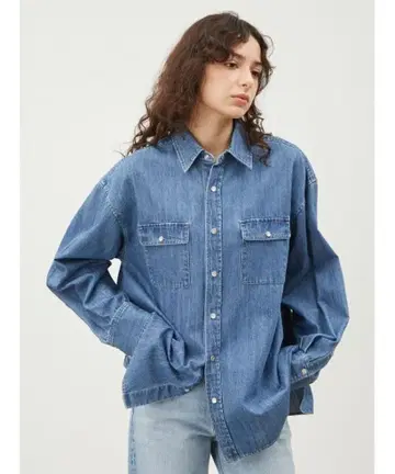 Mila Owen 플랩 디자인 패브릭 오버 셔츠