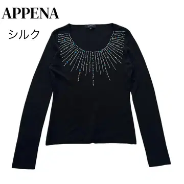 APPENA 아페나 실크 울 비쥬 포함 티셔츠 블랙 2