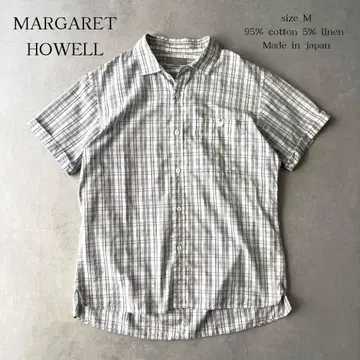 컨디션 최상 MARGARETHOWELL 린넨 블렌드 코튼 체크 셔츠 M