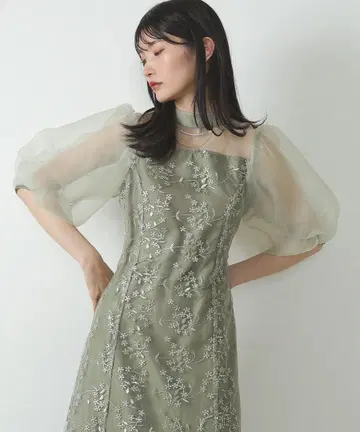 Kana 포멀 드레스 결혼식 드레스 시어 소재 볼륨 소매