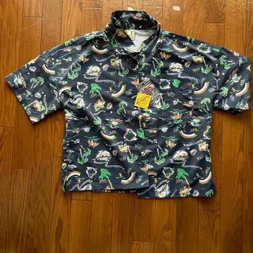 OP 반팔 하와이안 셔츠 네이비 UV 컷