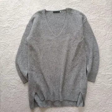 [ 미사용 새상품 ] 그레이 모헤어 롱 니트