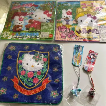 미사용 고토치 키티 손수건 타월 끈 장식 일괄 헤이세이 레트로