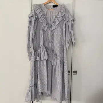 Simone Rocha 스트라이프 프릴 롱 원피스 드레스