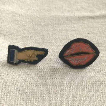 H.P.FRANCE 자수 핀 배지 2개 세트 io 아쉬페 프랑스