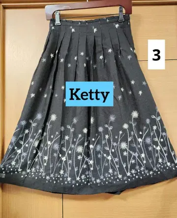 ketty 케티 꽃무늬 자수 턱 스커트 3 블랙