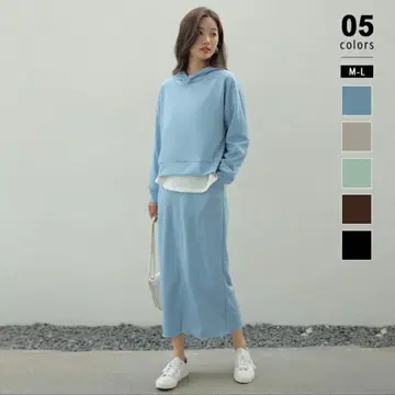 셋업 후드 부착 스커트