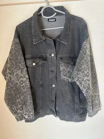 ANAP 그레이 데님 자켓 레오파드 무늬 아냅 G 자켓 Free