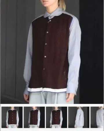 TTT MSW 브라운 니트 가디건 도킹 셔츠