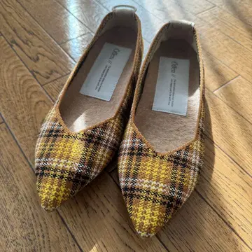 오펜 여성용 펌프스 체크 무늬 스틸레토 플랫슈즈