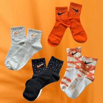 4족 세트 nike 반짝이 삭스 스와로브스키 포함 양말 오렌지