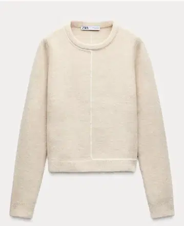 ZARA 아이보리 대비 파이핑 니트 스웨터