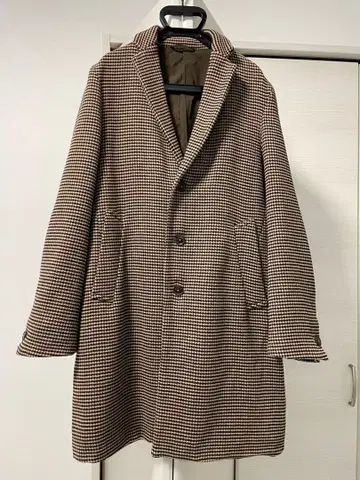 Clagganic 체스터 코트 M 브라운 계열 체크 무늬