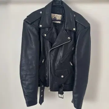 FOOR STEP 블랙 소가죽 더블 라이더 자켓