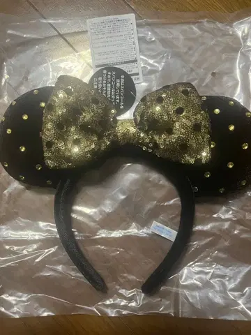 미니 머리띠 블랙과 금 도트