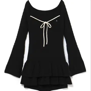 andmary Milky frill mini dress black