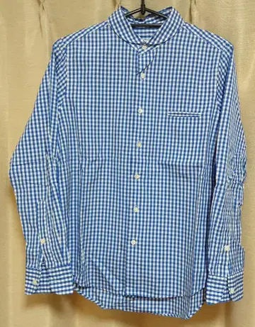 EEL home party ironari 체크 밴드 카라 긴팔 셔츠