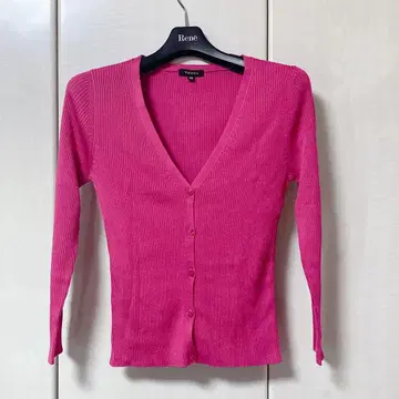 토카 실크 리브 가디건 핑크 계열 푸크시아 7부 소매