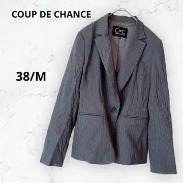 쿠 드 샹스 자켓 스트라이프 수트 포멀 업무용 그레이 M