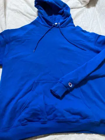 Champion 후드 부착 후드티 파랑
