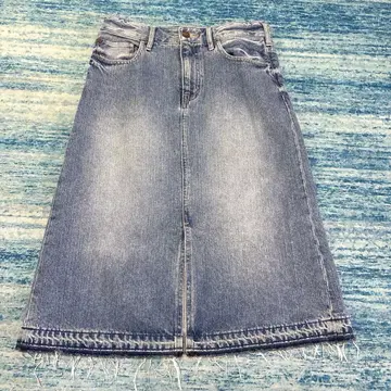 데님 블루 A라인 스커트 프린지 healthy denim S