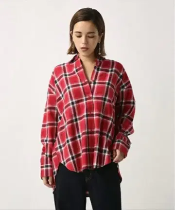 체크 무늬 오버 사이즈 셔츠