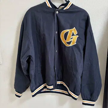 네이비 로고 자수 바시티 자켓 사이즈 F