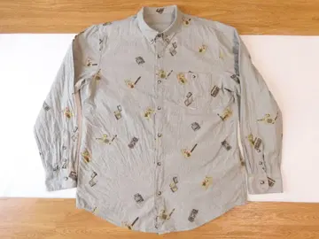 Papas 코튼 긴팔 버튼 다운 셔츠 (L) 그레이 / 올 패턴