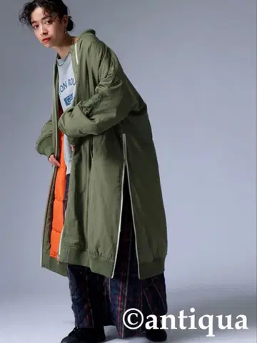 MA-1 자켓 롱 올리브/오렌지