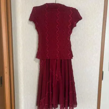 사교댄스 버건디 쉬폰 셋업