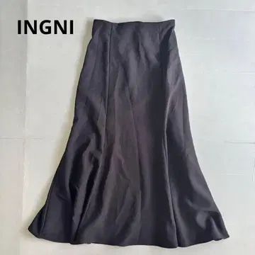 [잉그] 롱 플레어 스커트 블랙 블랙 스트레치 어른스러운 깔끔함 심플